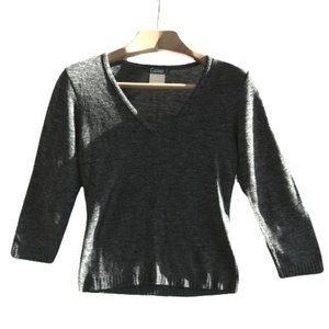 Garage Grey Fitted V-neck Thin Knit Sweater women